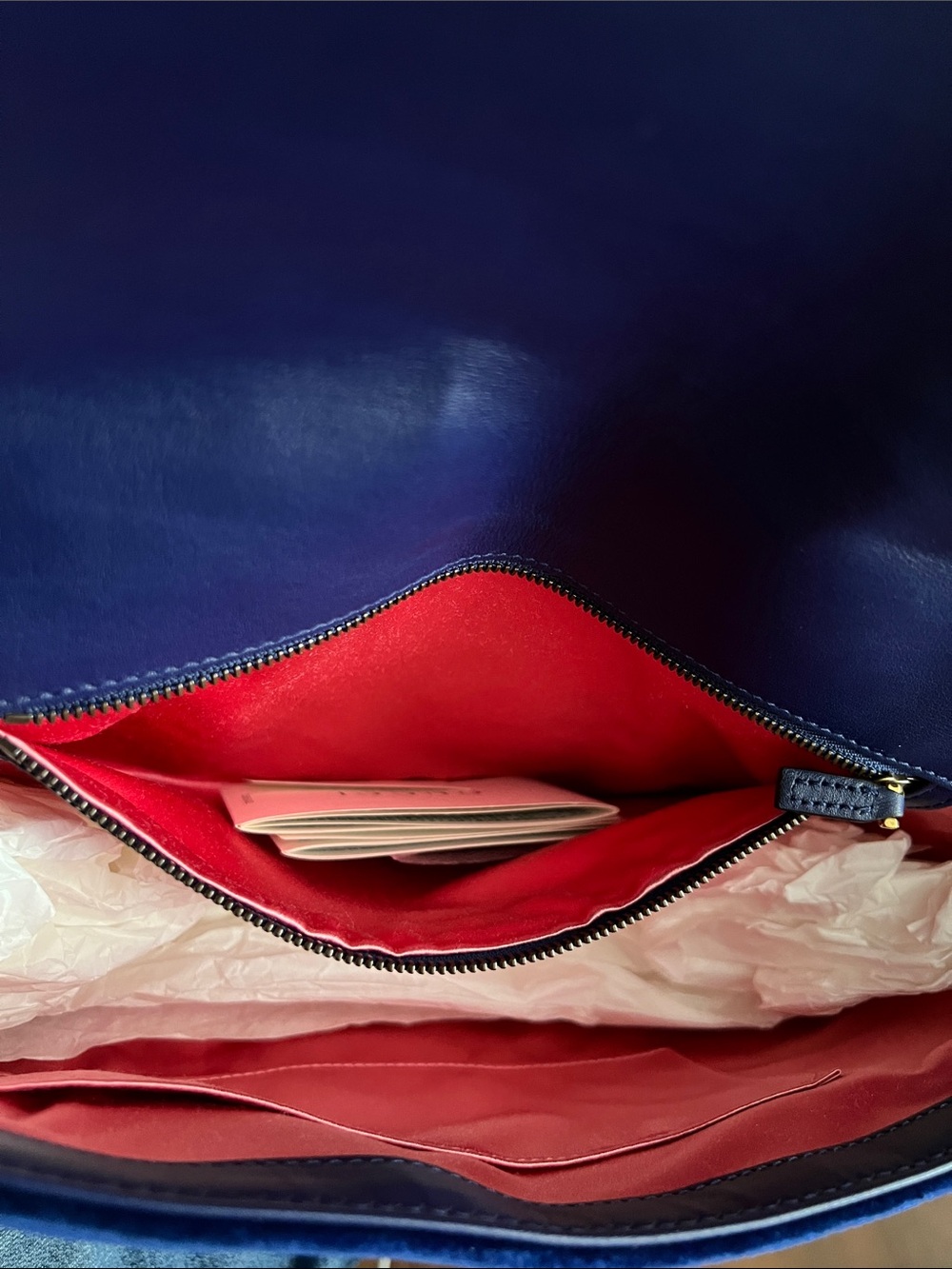 GUCCI GG Marmont Velvet Cobalt Blue Medium Shoulder Bag with duster and cards - Picture 8 of 15